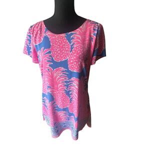 Lilly Pulitzer Blanca Stretch Romper Blue Haven Little Flamenco Print